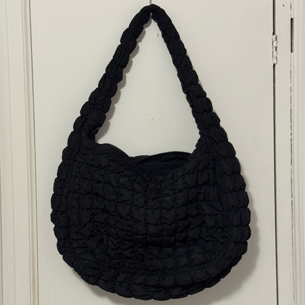 COS Black Quilted Hobo Bag